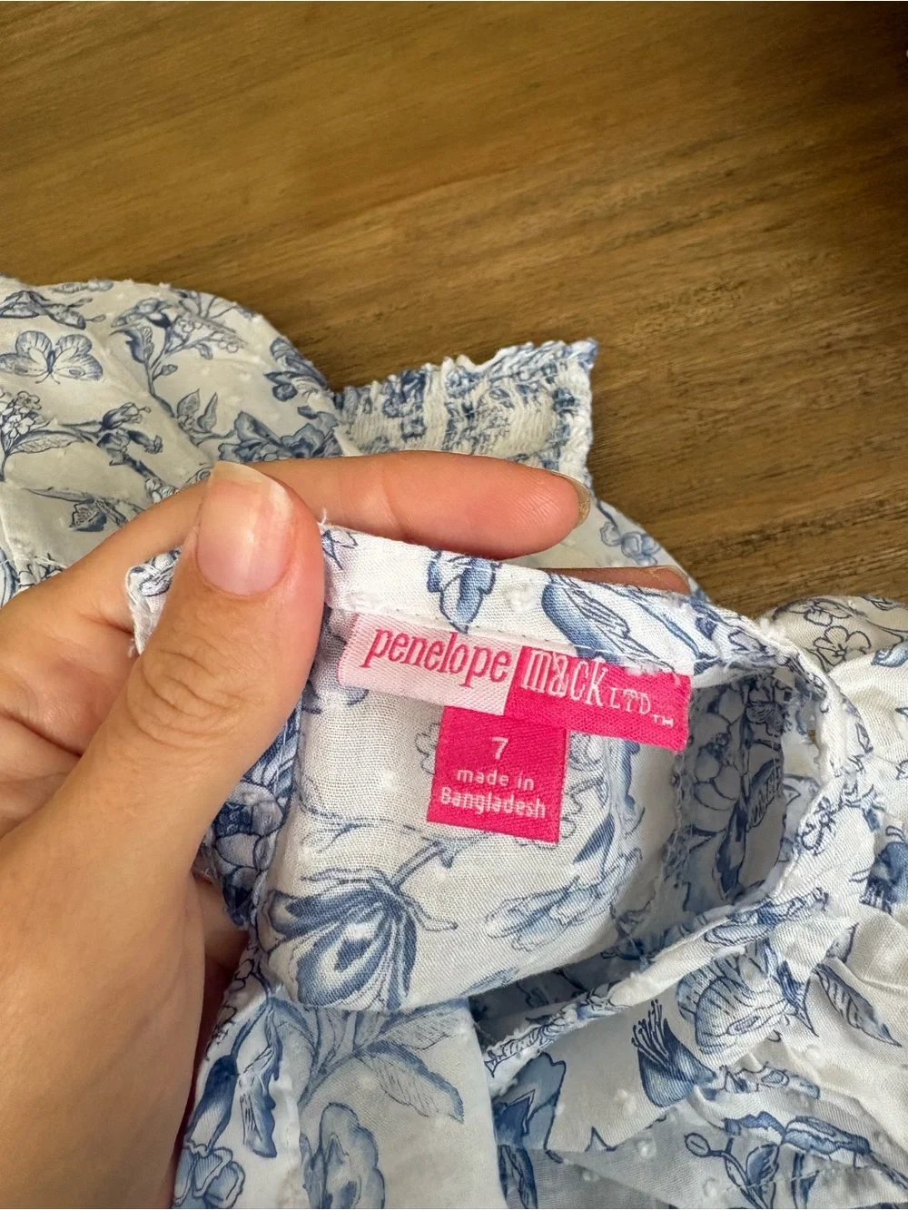 Penelope Mack White & Blue Floral Print Skirt & Top Set size 7